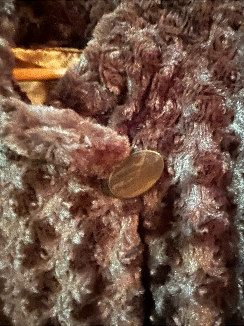Dennis by Dennis Basso Textured Curly Faux Fur Jacket Brown Coat Large - Picture 6 of 10